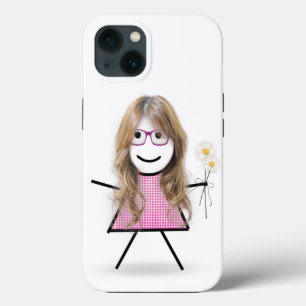 Stick Girl met Daisies iPhone 13 Hoesje