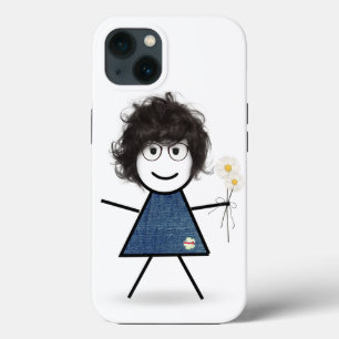 Stick Girl met Daisies iPhone 13 Hoesje