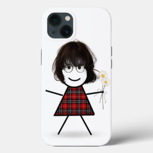 Stick Girl met Daisies iPhone 13 Hoesje