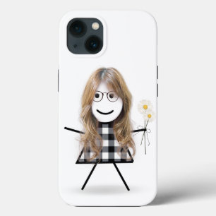Stick Girl met Daisies iPhone 13 Hoesje
