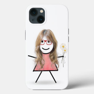 Stick Girl met Daisies iPhone 13 Hoesje