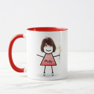 Stick Girl met Daisies en Inspirerend Quote Mok