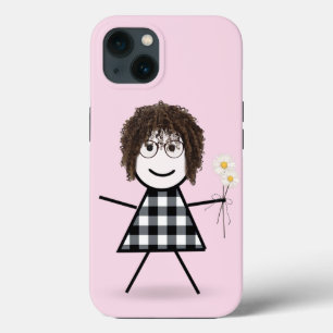 Stick Girl met Daisy Bouquet iPhone 13 Hoesje