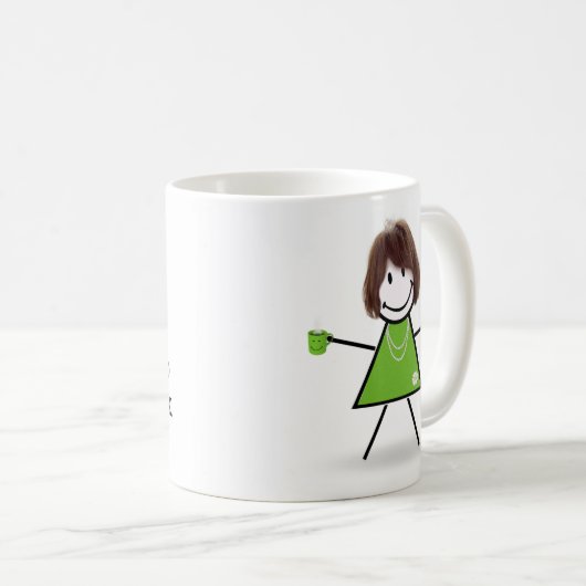 Stick Girl met Green Coffee Mok (Voorkant rechts)