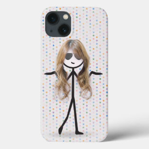 Stick Girl met haar op Stippen iPhone 13 Hoesje