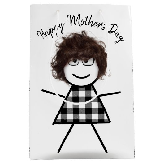 Stick Girl met Hair Moederdag Medium Cadeauzakje (Voorkant)