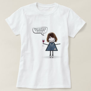 Stick Girl met wijn en Sneakers T-shirt