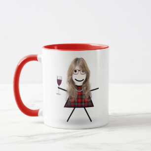Stick Girl met wijnglas en Citaat Mok