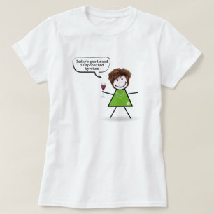 Stick Girl met Wine en Fun Quote T-shirt