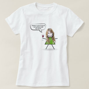 Stick Girl met Wine en Fun Quote T-shirt