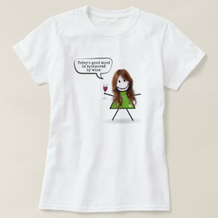 Stick Girl met Wine en Fun Quote T-shirt