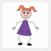 Stick Girl Vierkante Sticker (Voorkant)