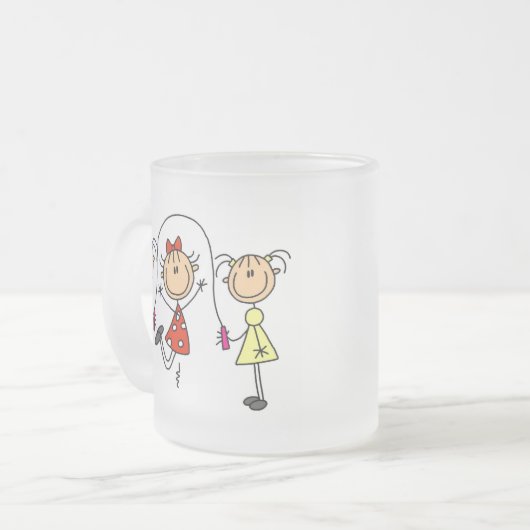 Stick Girls Jumping Rope Matglas Koffiemok (Voorkant links)