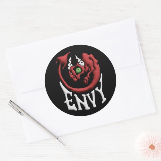 Stick it to your Sin Envy Devil Ronde Sticker (Envelop)