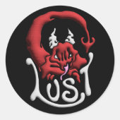 Stick it to your Sin Lust Devil Ronde Sticker (Voorkant)