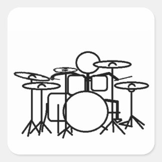 Stick man Drummer Vierkante Sticker