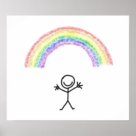 Stick man sous une affiche arc-en-ciel (Devant)