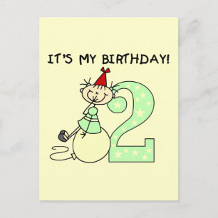 Stick Meisje 2e Verjaardag Tshirts en geschenken Briefkaart