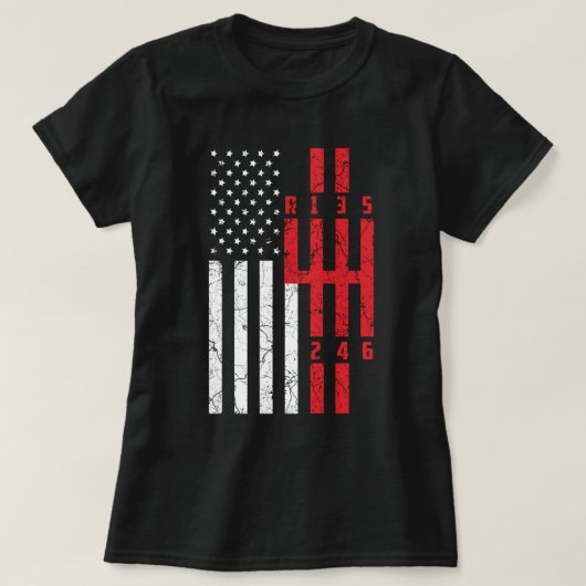 Stick Shift American Flag 6 speed ford mustang CT T-shirt (Design voorkant)