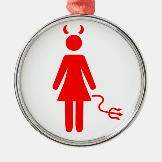 Stick Woman Devil Metalen Ornament (Voorkant)