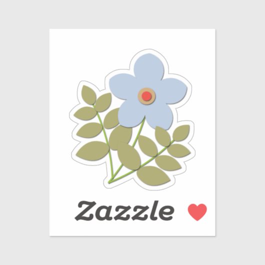 Sticker С simple fleur bleue (Feuille)