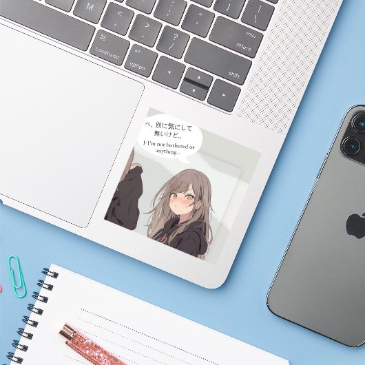 STICKER べ、別に気にしてないけどステッカー|寿司娘シール (Ordinateur portable avec iPhone)