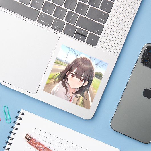 Sticker シール Seal｜ん？？寿司娘 GenerativeAI (Ordinateur portable avec iPhone)