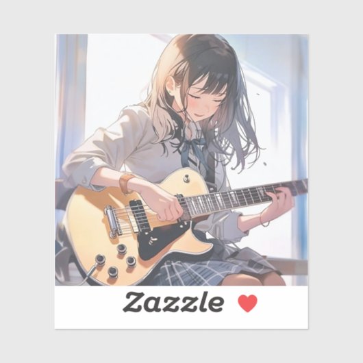 Sticker シール Seal|ギターJK 寿司娘 GenerativeAI (Feuille)