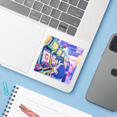 Sticker シール Seal｜ゲーセンJK 寿司娘 GenerativeAI (Ordinateur portable avec iPhone)