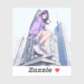 Sticker シール Seal｜パープルJK Purple ｜寿司娘 GenerativeAI (Feuille)
