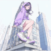 Sticker シール Seal｜パープルJK Purple ｜寿司娘 GenerativeAI (Devant)