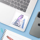 Sticker シール Seal|パープルJK Purple |寿司娘 GenerativeAI (Ordinateur portable avec iPhone)