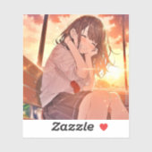 Sticker シール Seal|夕日JK 寿司娘 GenerativeAI (Feuille)