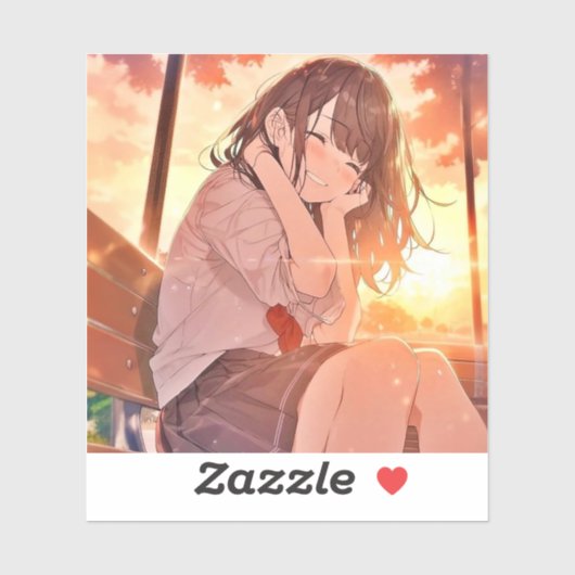 Sticker シール Seal｜夕日JK 寿司娘 GenerativeAI (Feuille)