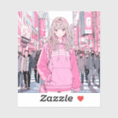 Sticker シール Seal|Pretty Pink 寿司娘 GenerativeAI (Feuille)