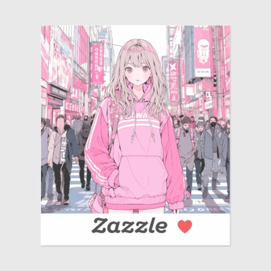 Sticker シール Seal|Pretty Pink 寿司娘 GenerativeAI (Feuille)