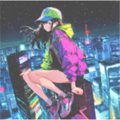 Sticker 夜景JKのシール Seal｜寿司娘 GenerativeAI (Devant)