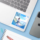 Sticker 後ろ姿JKシール|寿司娘 GenerativeAI (Ordinateur portable avec iPhone)