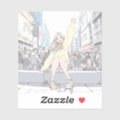 Sticker 手を振るJKシール|寿司娘 Seal GenerativeAI (Feuille)