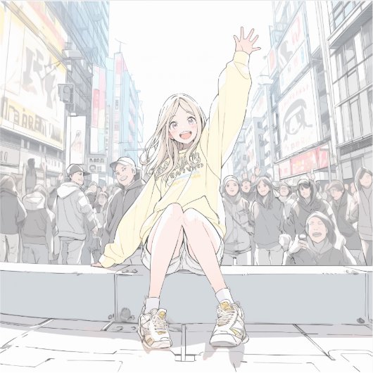 Sticker 手を振るJKシール|寿司娘 Seal GenerativeAI (Devant)