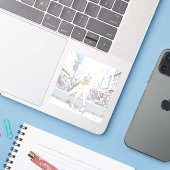 Sticker 手を振るJKシール｜寿司娘 Seal GenerativeAI (Ordinateur portable avec iPhone)