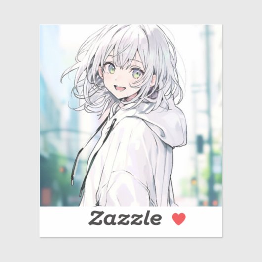 Sticker 白パーカーJKシール｜寿司娘 GenerativeAI (Feuille)