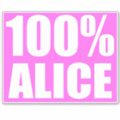 Sticker 100 % Alice nom (Devant)