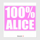 Sticker 100 % Alice nom (Feuille)