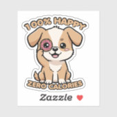 Sticker 100% Heureux Zéro Calories (Feuille)