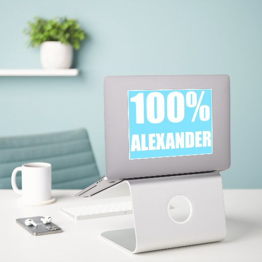 Sticker 100 % nom Alexander (Ordinateur portable sur le bureau)