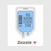 Sticker 100% Soins infirmiers Larmes des étudiants (Feuille)