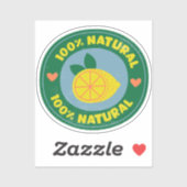 Sticker 100% Symbole citron naturel Bouton (Feuille)