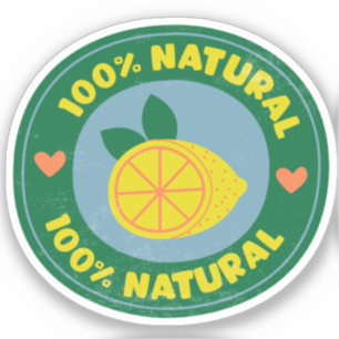 Sticker 100% Symbole citron naturel Bouton