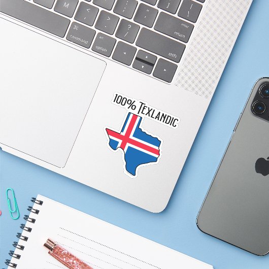 Sticker 100% Texlandic Custom-Cut Vinyl (Ordinateur portable avec iPhone)